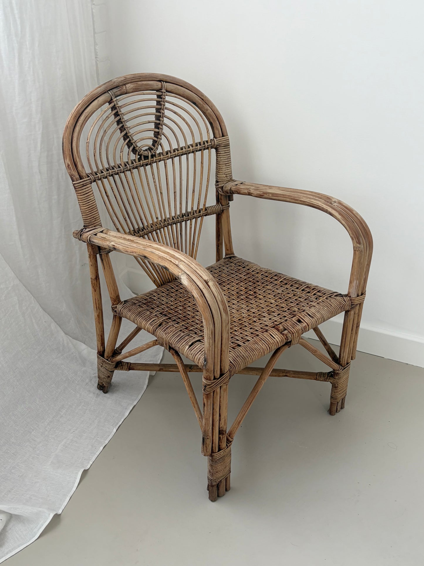 Woven Bamboo Arm Chair Attributed To Adrian Adoux