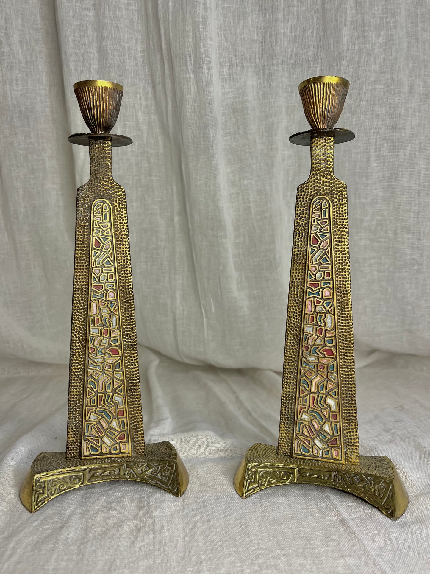 Brutalist Bronze Candle Holders