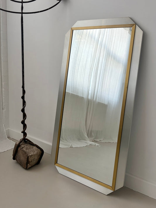 1970’s Chrome And Brass Mirror