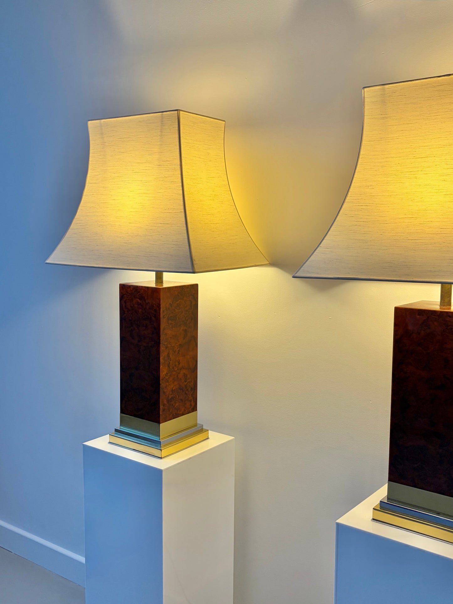 Burl Wood Mantel Lamps