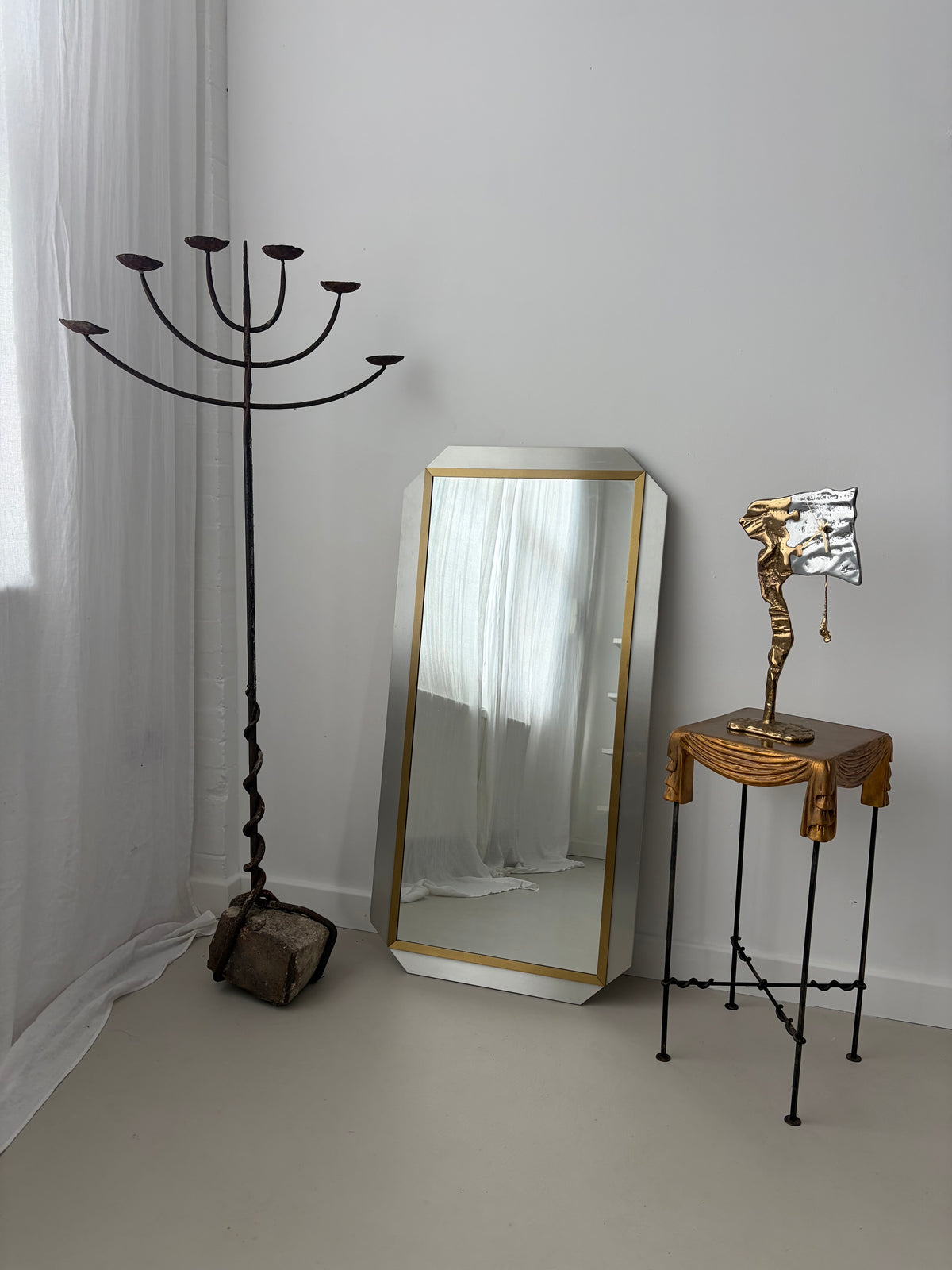 1970’s Chrome And Brass Mirror