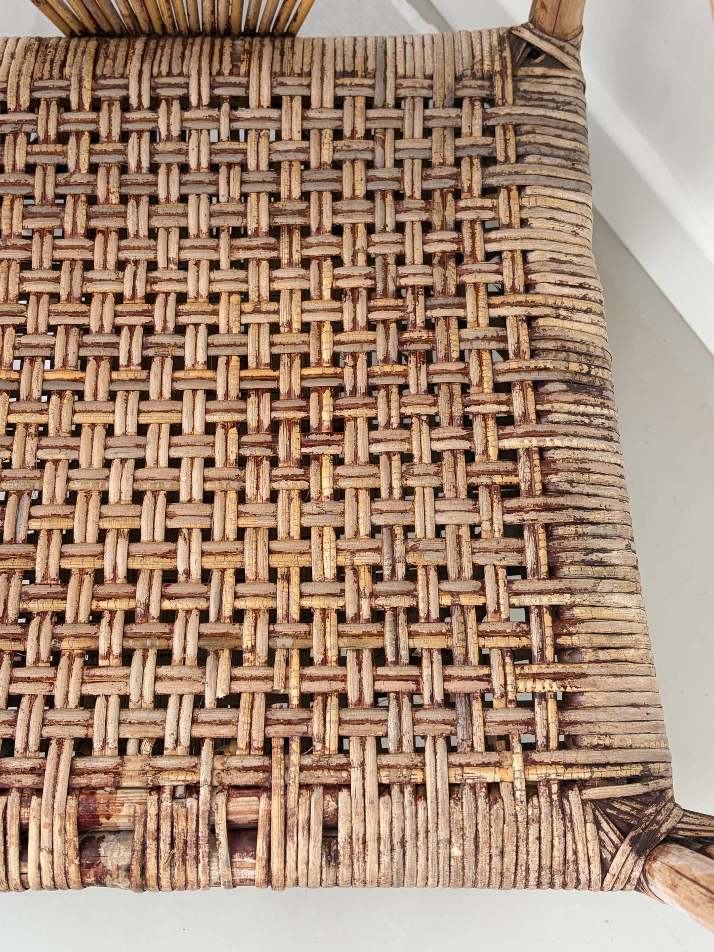 Woven Bamboo Arm Chair Attributed To Adrian Adoux