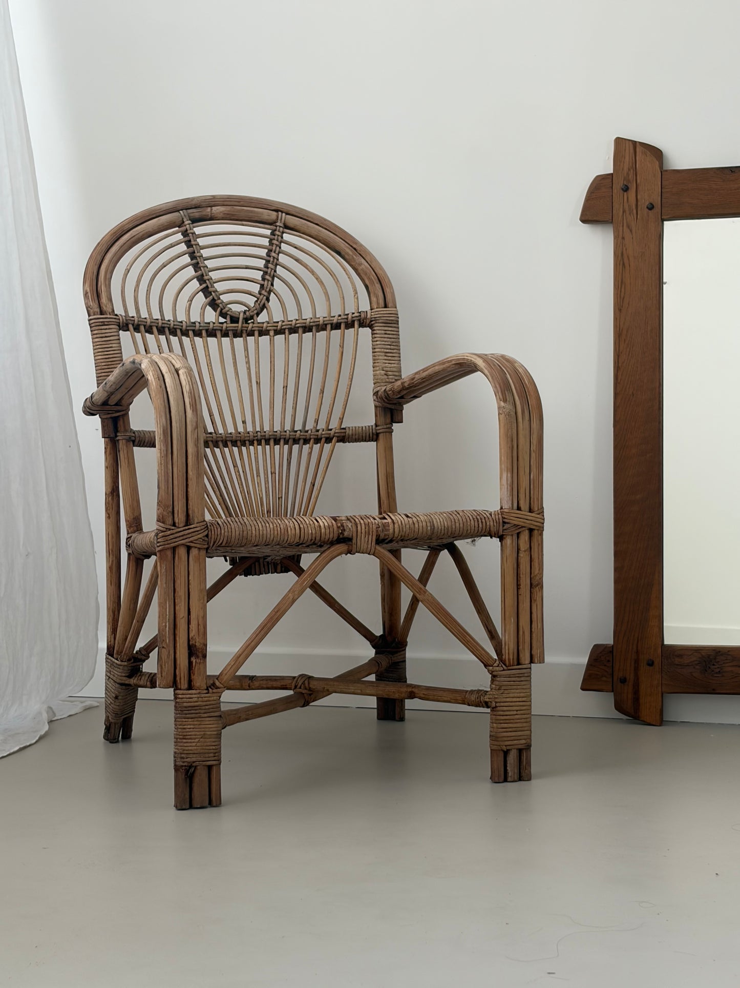 Woven Bamboo Arm Chair Attributed To Adrian Adoux