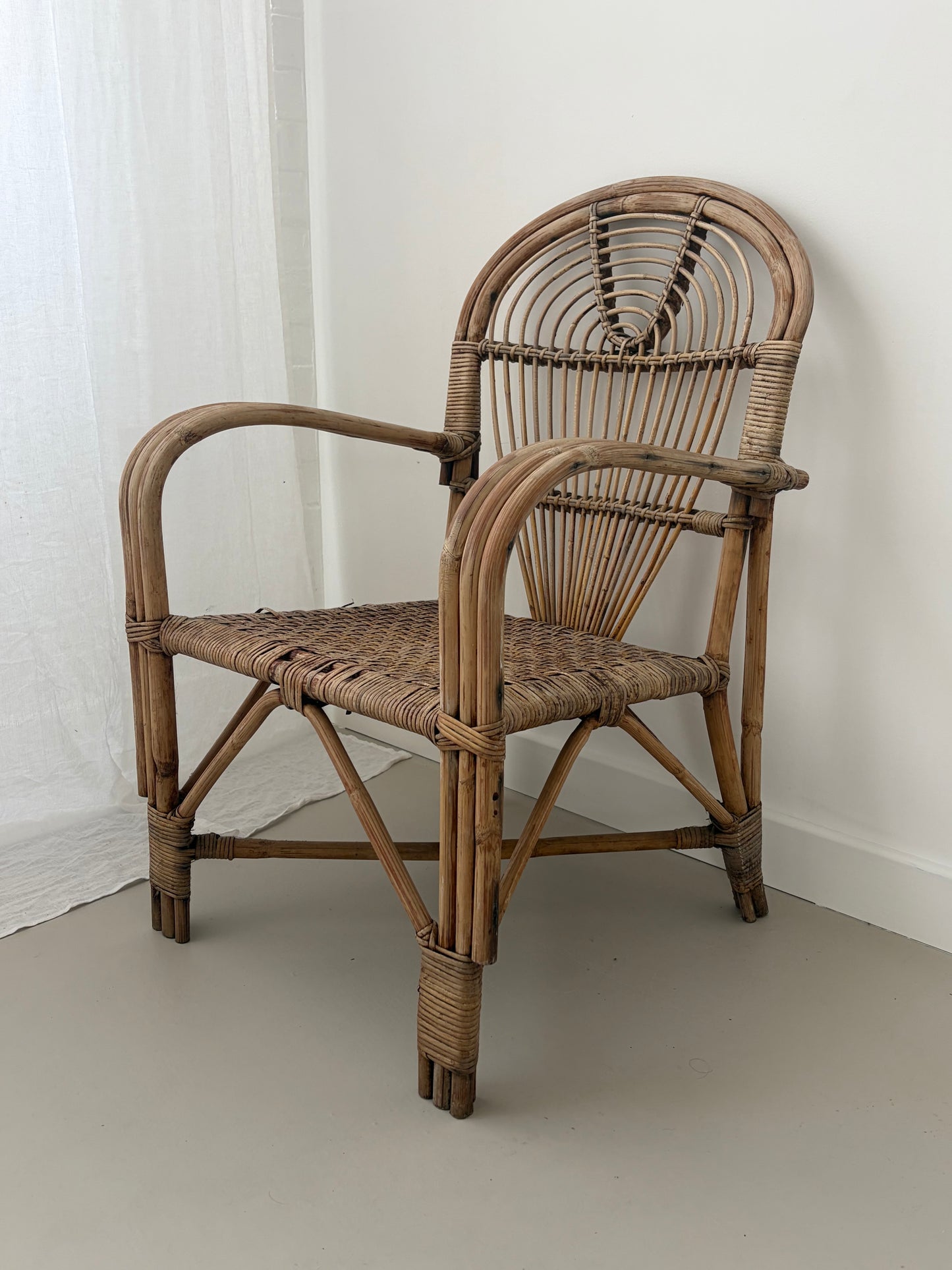 Woven Bamboo Arm Chair Attributed To Adrian Adoux