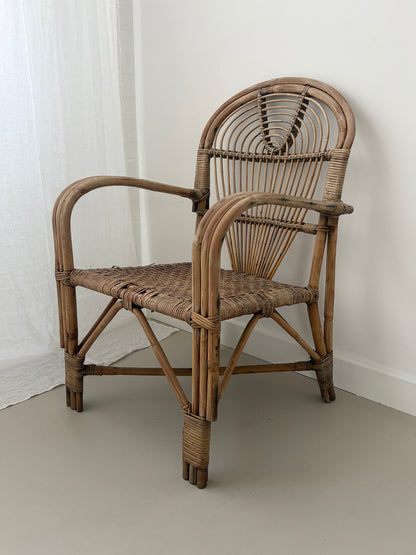 Woven Bamboo Arm Chair Attributed To Adrian Adoux