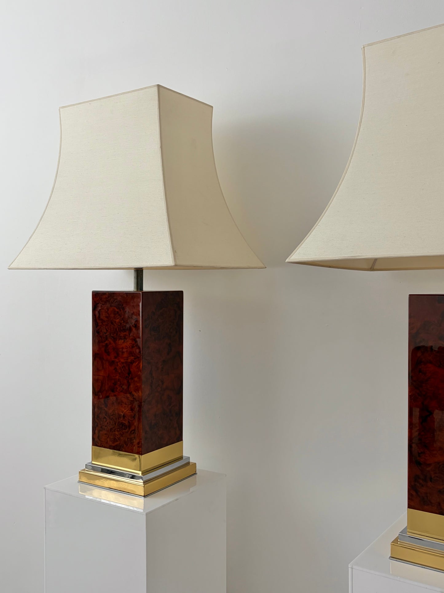 Burl Wood Mantel Lamps