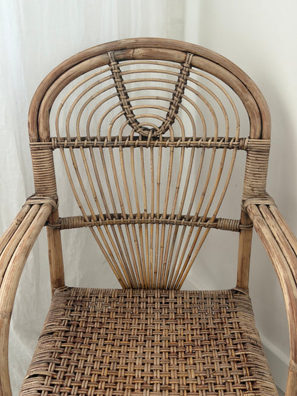 Woven Bamboo Arm Chair Attributed To Adrian Adoux